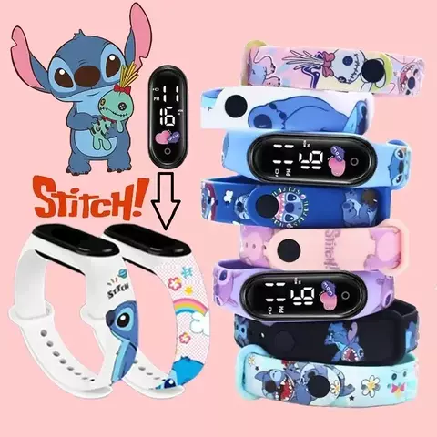 Disney digital crianças relógios anime figuras ponto led relógio luminoso toq
