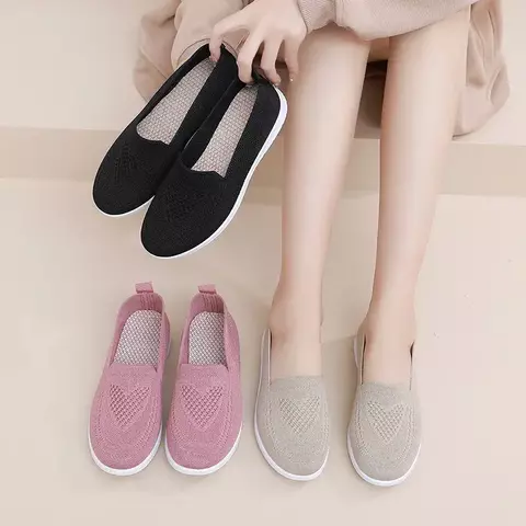 ? Sapatos femininos primavera verão casual respirável sola grossa plana sapato