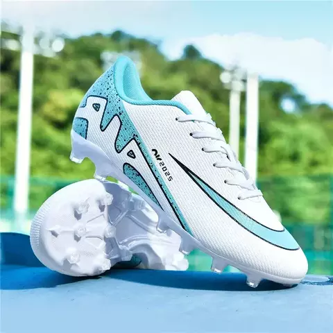 Homens luz sapatos de futebol tf/fg tornozelo botas de futebol ao ar livre antid