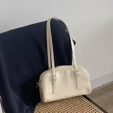 Grande capacidade marrom boliche bolsa de ombro feminina retro coreano ins estil