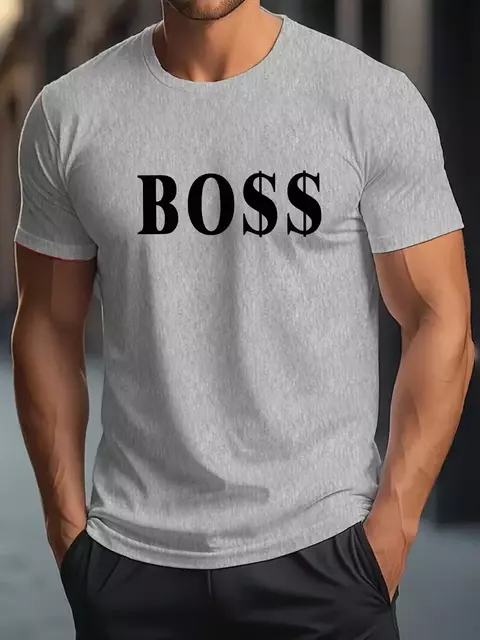 2025 verão masculino 100% algodão puro camiseta com estampas de letras BOSS, t