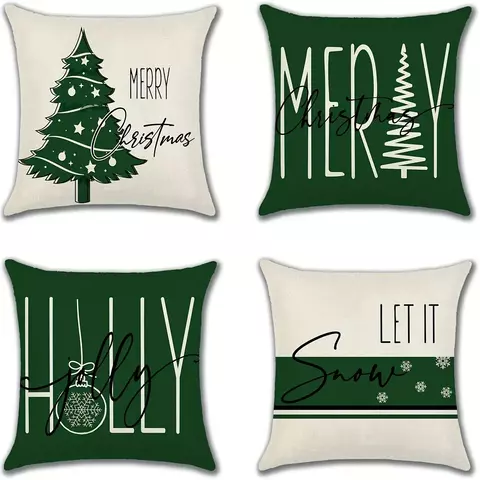 Fronhas de Natal: Feliz, Holly e Let It Snow Designs Capa de almofada para sofá