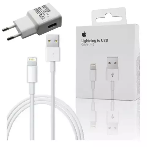 Carregador + Cabo Usb 1m iPhone 5 6 7 8 X Xr Xs 11 5w