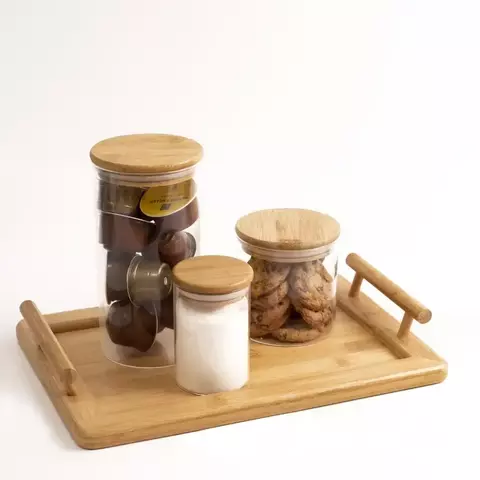 Kit Café 4 peças Bandeja E Potes Mantimento Tinto 250/500/1100ml Oikos