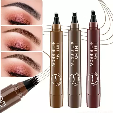 Lápis de sobrancelha de 4 pontos, maquillajes para mujer, à prova d'água, lí