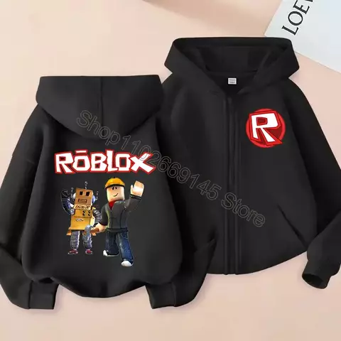 Novo roblox crianças casaco com capuz figura dos desenhos animados impresso com