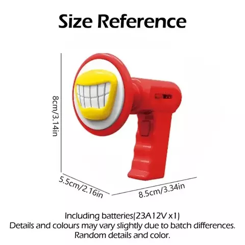 Brinquedo que muda de voz infantil com 6 efeitos sonoros.