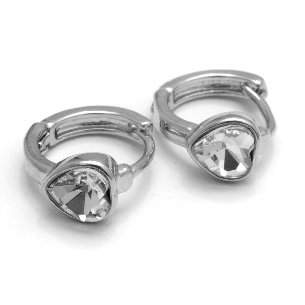 Aros Cubano Italiano Corazón Con Cubic 1,2 Cm