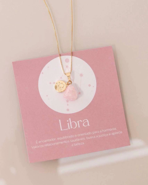 COLAR LIBRA — QUARTZO ROSA