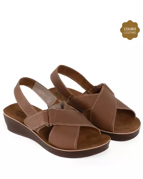 Sandália em Couro Confort Marrom