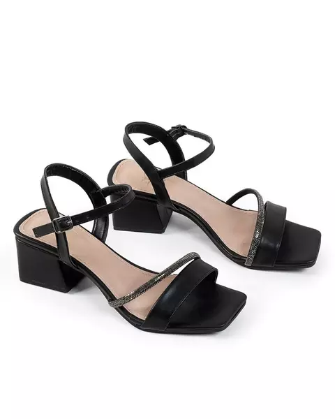 Sandália Napa Preto Strass