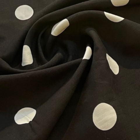 TECIDO PLANO VISCOLINHO POA BIG - PRETO - 1,45M DE LARGURA