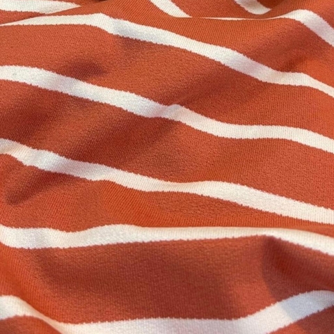 MALHA CREPE LISTRADA POSITIVO - TERRACOTA C/ BRANCO - 1,80M DE LARGURA