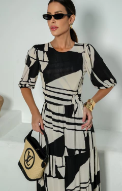 Imagem do Vestido Longo Estampado em Fluity com Decote Aberto nas Costas - REF 11820