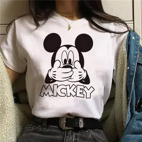 Camiseta Feminina Estilo ano 90 – Estampa Mickey e Minnie Disney - comprar online