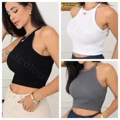 Kit com 3 Regatas Femininas – Alça Fina, Modelo Sem Ombros na internet