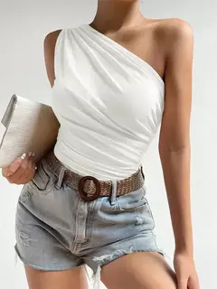 Regata Feminina Um Ombro Plissada - ATO Brasil