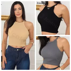 Kit com 3 Regatas Femininas – Alça Fina, Modelo Sem Ombros na internet