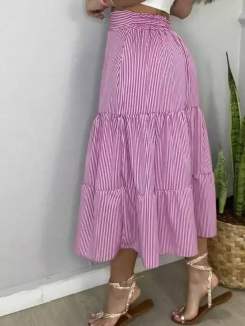 SAIA MIDI LISTADA TRES MARIA MODA FASHION EVAGELICA - comprar online