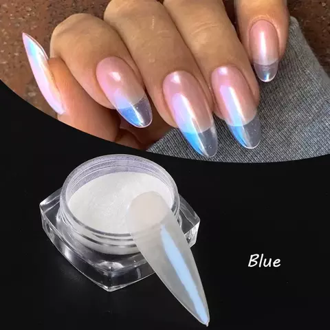 Glitter em pó Branco Perolizado para unhas cromo aurora