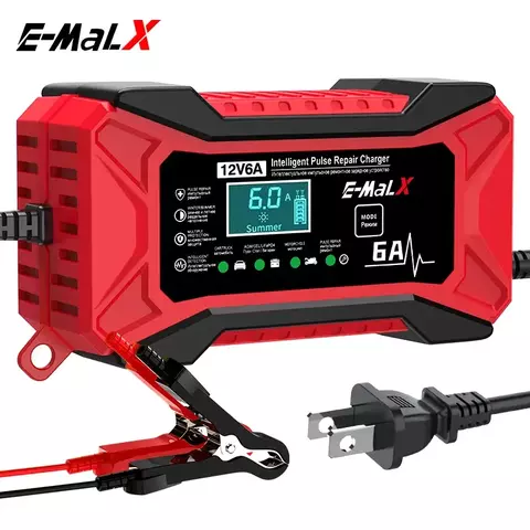 12v 6a carregador de bateria de carro reparação de pulso lifepo4 14.6v carga rápida inteligente agm ciclo profundo gel carregador de chumbo-ácido para