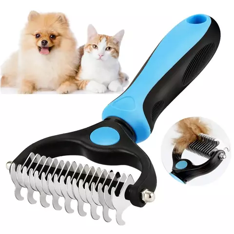 Escova profissional para deshedding de animais de estimação, removedor de pelos de cachorro, cortador de nó de pele de animal de estimação, pente de g