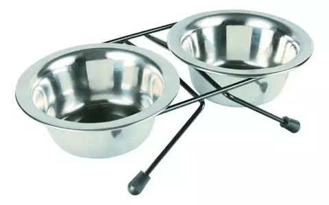 comedero de acero doble 11cm - comprar online