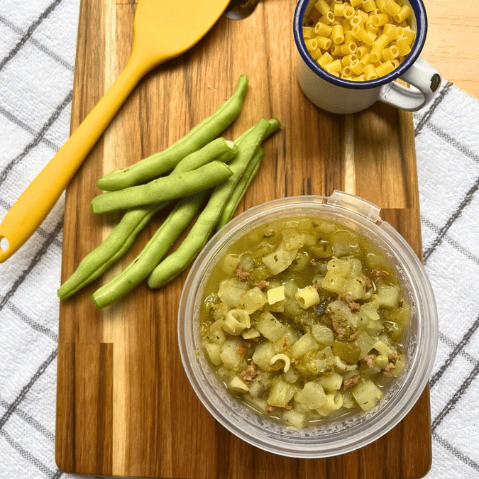 2.6 Carne Moída, Macarrão, Batata, Vagem e Couve