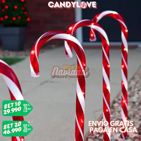 Set de 5 Bastones Navideños Solares (65cm)