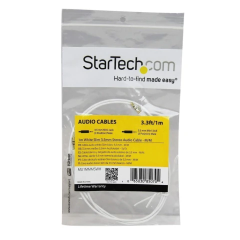 Cable auxiliar 1m M-M Blanco