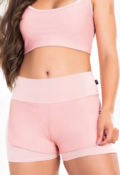 Short Saia Corrida Liso Rose