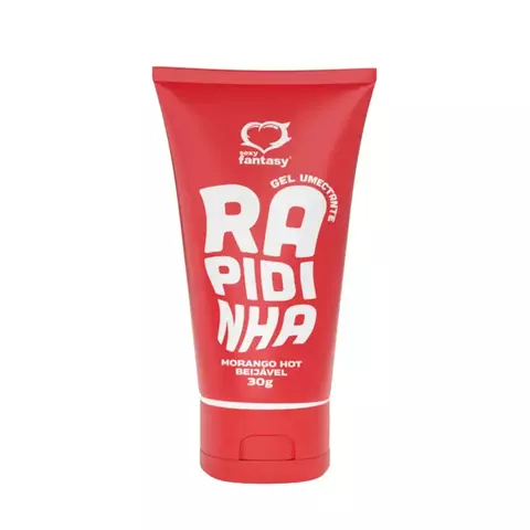 Frasco vermelho de lubrificante íntimo beijável Rapidinha da Sexy Fantasy com 30g, sabor morango hot