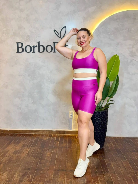 Conjunto Bermuda Fitness Poliamida Microcanelado