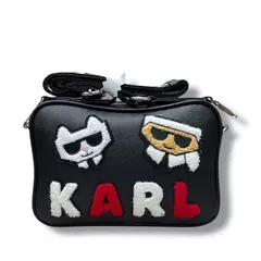 Bolso Crossbody Karl Lagerfeld Negro (Peluche Blanco Rojo) - comprar en línea