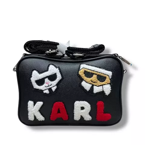 Bolso Crossbody Karl Lagerfeld Negro (Peluche Blanco Rojo) - comprar en línea