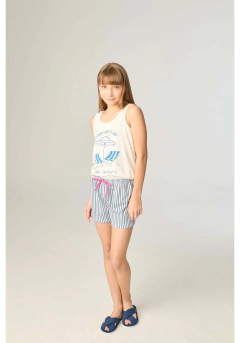 PIJAMA INFANTIL FEMININO REGATA 100% ALGODÃO MÃE E FILHOS LUA CHEIA