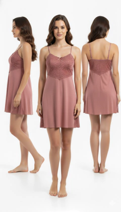 Camisola Curta Canelado Com Renda - Cor Callas - Camis Pijamas