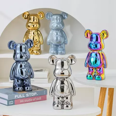Esculturas de cerâmica de urso em estilo tijolo estético, com 17/27 cm de altu