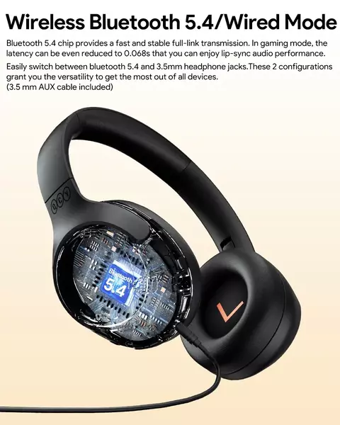 Fone de Ouvido Bluetooth 5.4 60H Com Cancelamento de Ruído