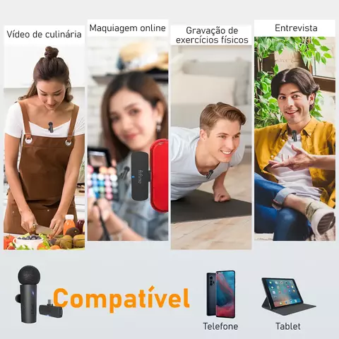 Microfone de lapela sem fio AmpliGame transmissão 2.4G