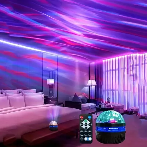 Projetor Aurora Galaxy com Controle Remoto, Luz Noturna Colorida, Rotação de 3
