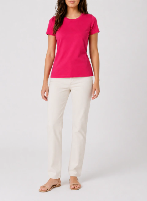 Camiseta Feminina Pink Manga Curta em Malha Macia - comprar online
