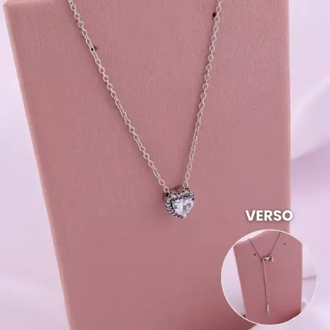 Colar Coração Cravejado c/ Extensor