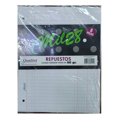 Repuesto 1028 N° 3 Contabilidad 2 Columnas 8 Hojas Escolar