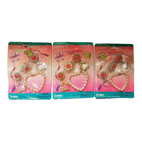 Pretty Princess Set Joyas Bijou Pulsera Aros Anillo Dorado