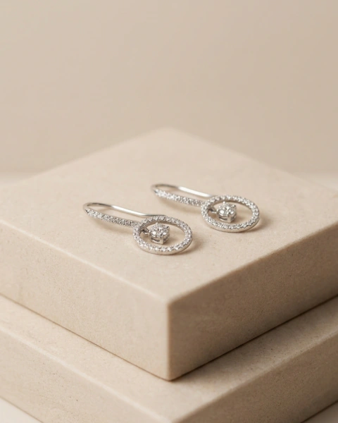 Aros Circulo Diamante - Oro Blanco