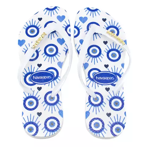 Chinelo Feminino Havaianas Greek Eye Branco Elegante e Confortável