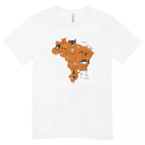 Camisa Baby Look Feminina Mapa Brasilidade em Algodão Premium