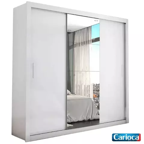 Guarda-Roupa Casal Veneza 3 Portas com Espelho Preto Larg. 1.88m - Carioca - comprar online