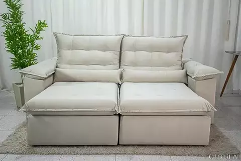 Sofá Retrátil Reclinável Emanuelly 2.30m Veludo Marrom - D28 Soft